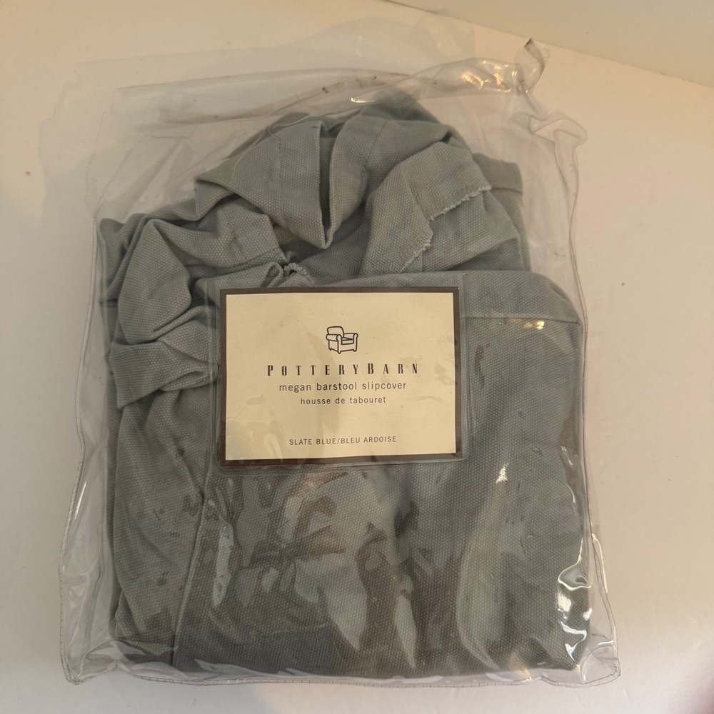 Pottery Barn Megan Barstool Slipcover Slate Blue 100% Cotton New open package